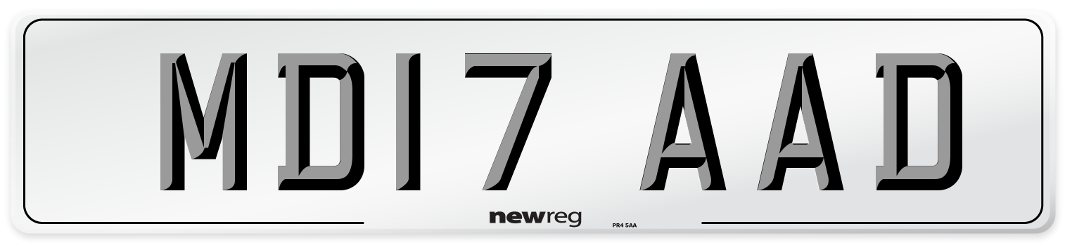 MD17 AAD Number Plate from New Reg